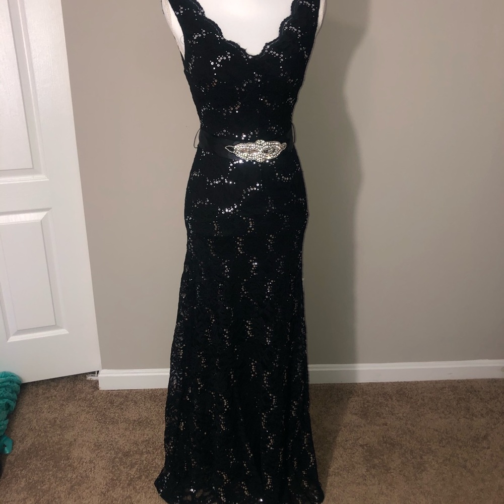 Black with silver sequence tail dress